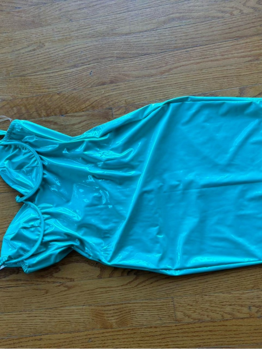 Sleek Teal wet faux leather dress